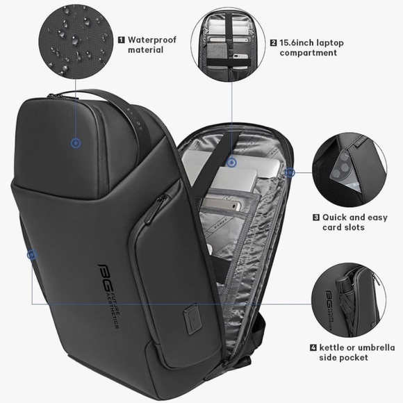 BANGE Smart Backpack,Business Laptop Backpacks for 15.6 INCH Travel Waterproof - Picture 4 of 8